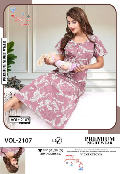 Vol 2107 Diamond Queen Sinker Feeding Night Gown Wholesaler Ahmedabad