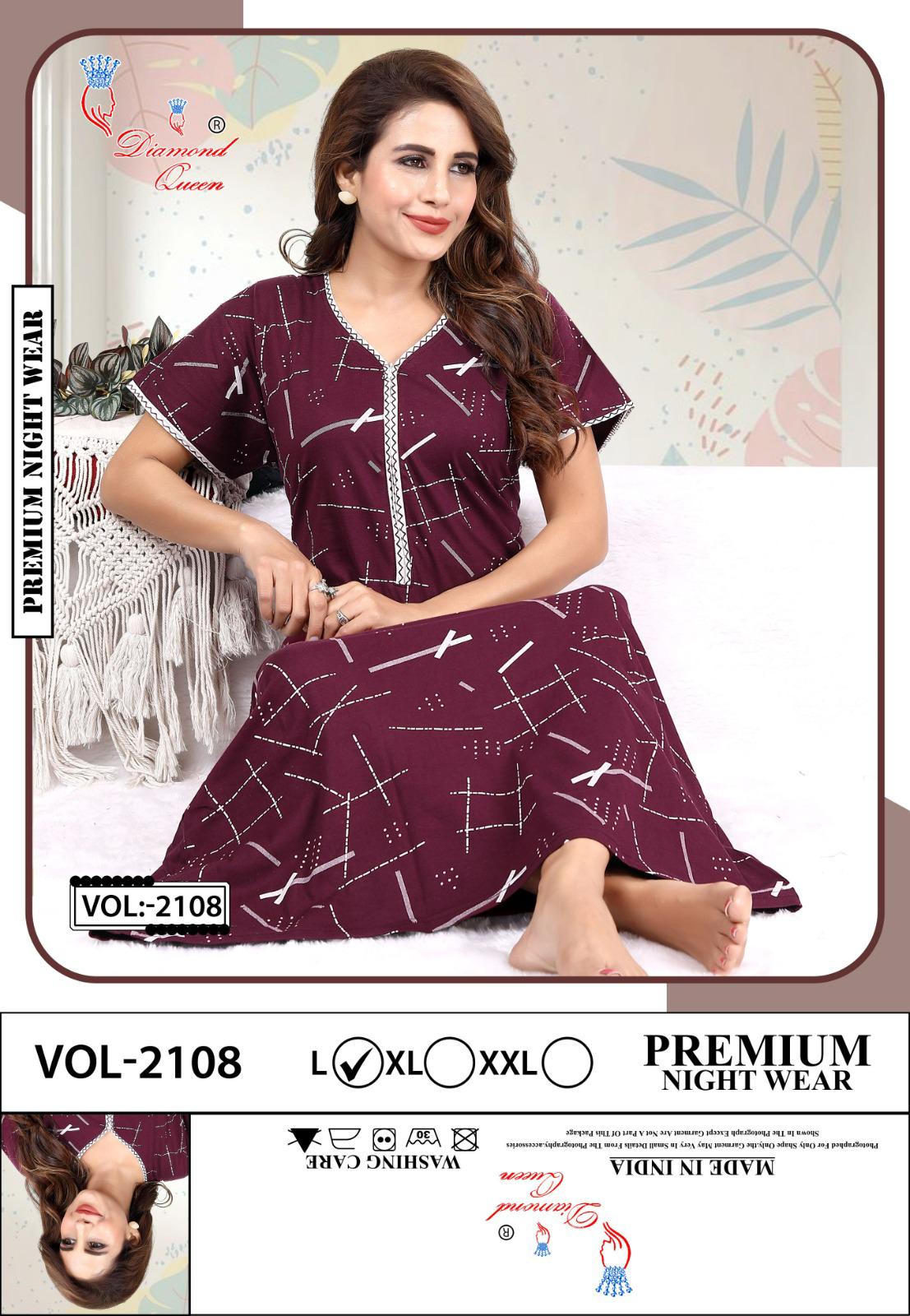 Vol 2108 Diamond Queen Sinker Night Gowns Exporter Ahmedabad