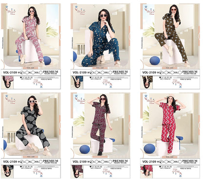 Vol 2109 Diamond Queen Sinker Collar Night Suits Wholesaler Ahmedabad