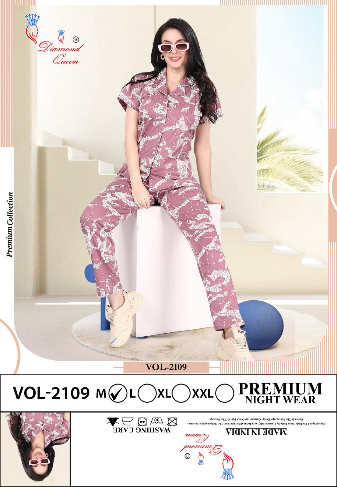 Vol 2109 Diamond Queen Sinker Collar Night Suits Wholesaler Ahmedabad