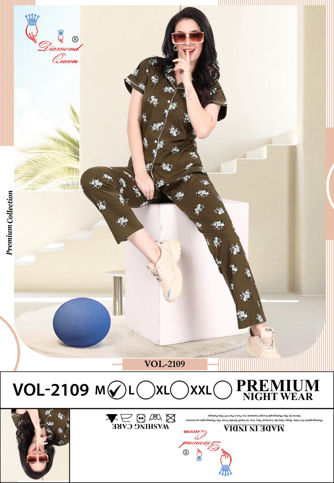 Vol 2109 Diamond Queen Sinker Collar Night Suits Wholesaler Ahmedabad