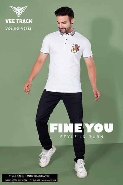Vol 2113 Vee Track Knit Lycra Mens Tshirts Wholesaler Gujarat