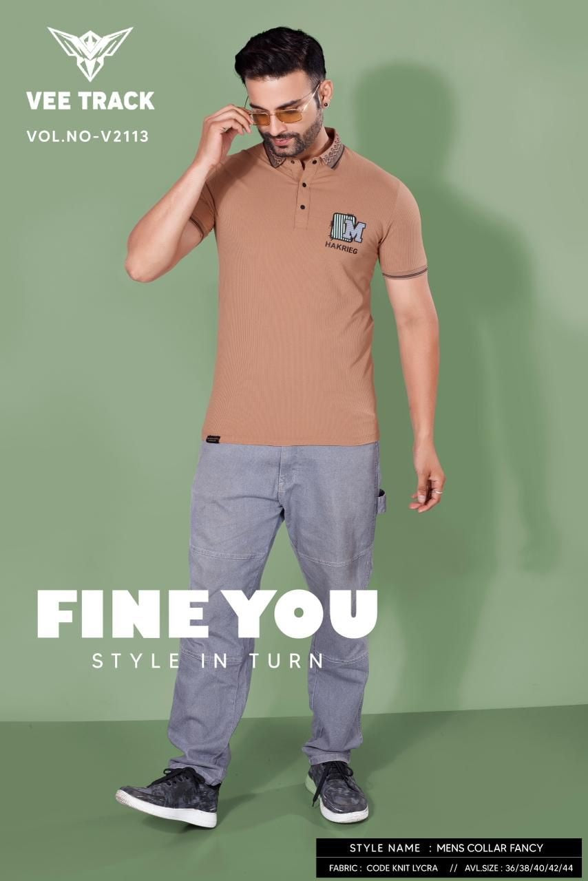 Vol 2113 Vee Track Knit Lycra Mens Tshirts Wholesaler Gujarat
