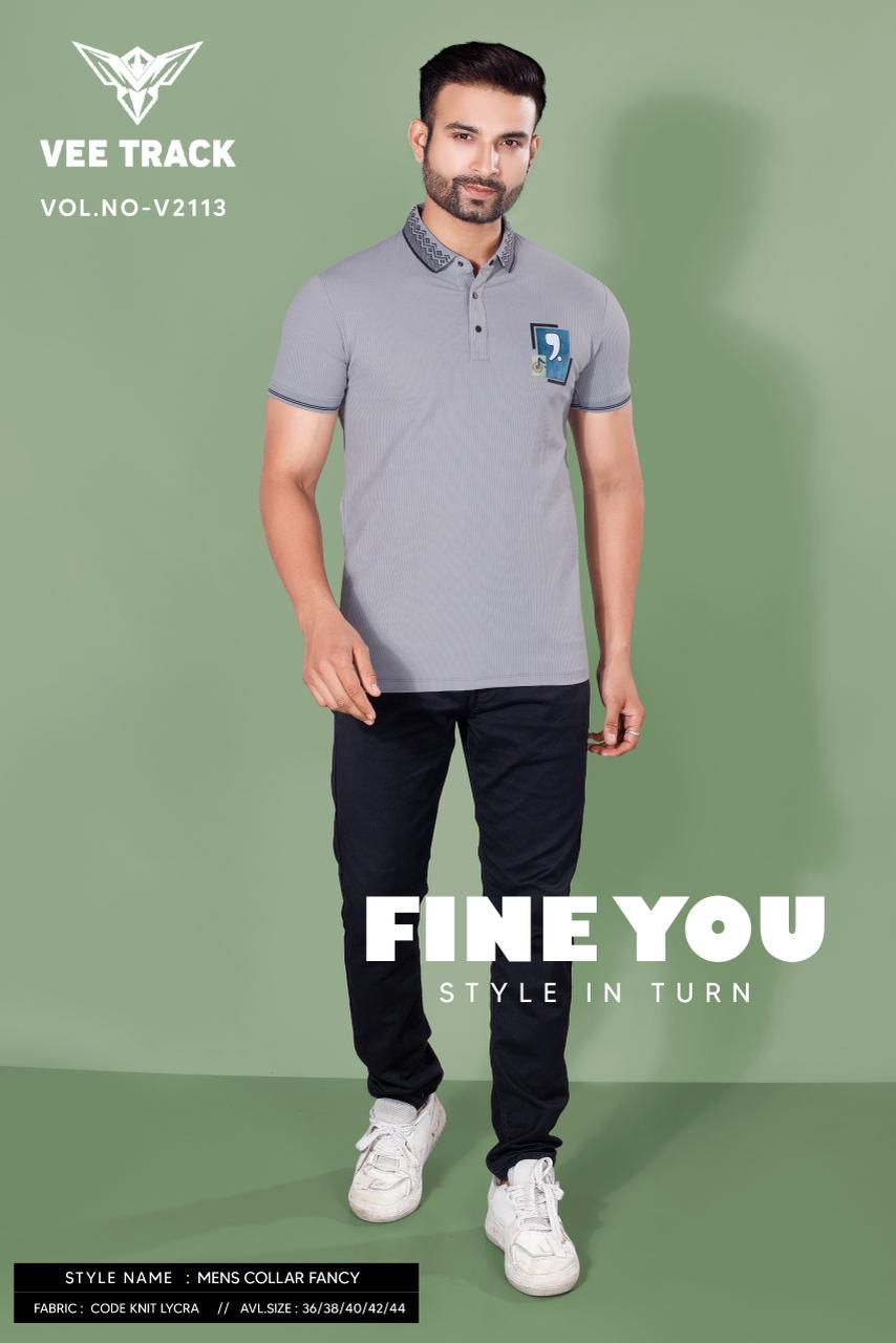 Vol 2113 Vee Track Knit Lycra Mens Tshirts Wholesaler Gujarat