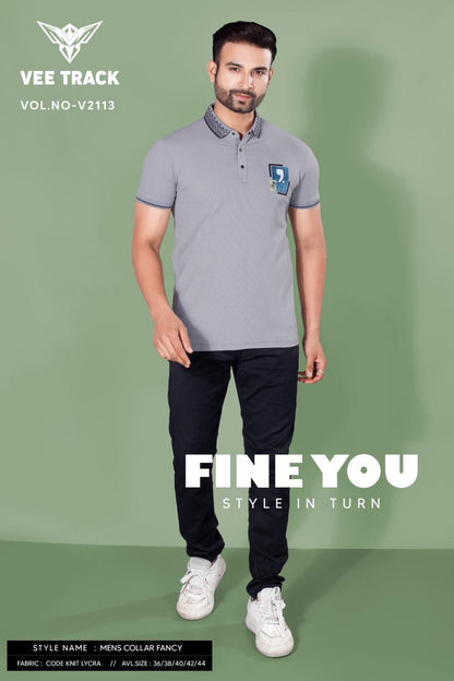 Vol 2113 Vee Track Knit Lycra Mens Tshirts Wholesaler Gujarat