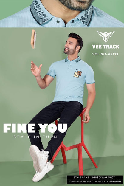 Vol 2113 Vee Track Knit Lycra Mens Tshirts Wholesaler Gujarat