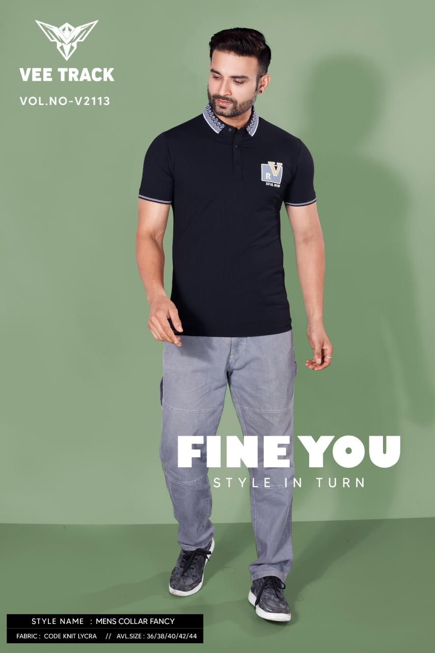 Vol 2113 Vee Track Knit Lycra Mens Tshirts Wholesaler Gujarat