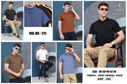 Vol 211 Collar Style Mervick Fake Cotton Mens Tshirts Exporter Gujarat