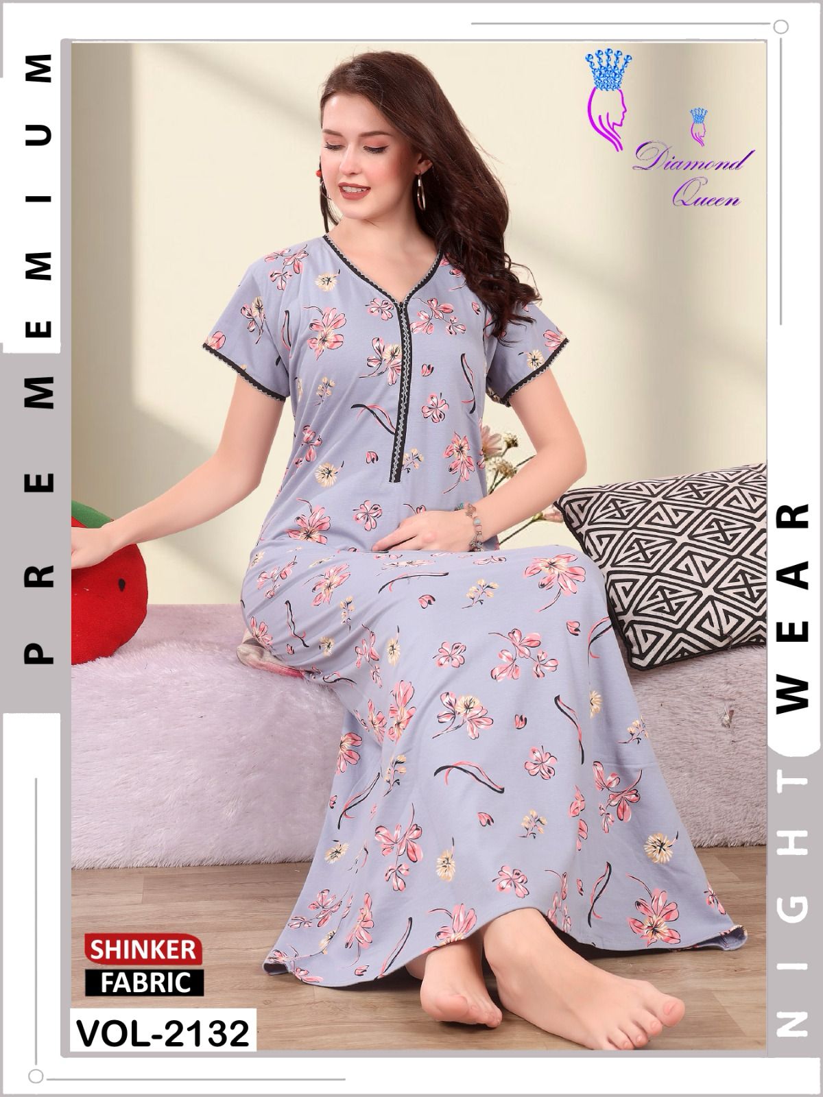Vol 2132 Diamond Queen Sinker Night Gowns Wholesale Price