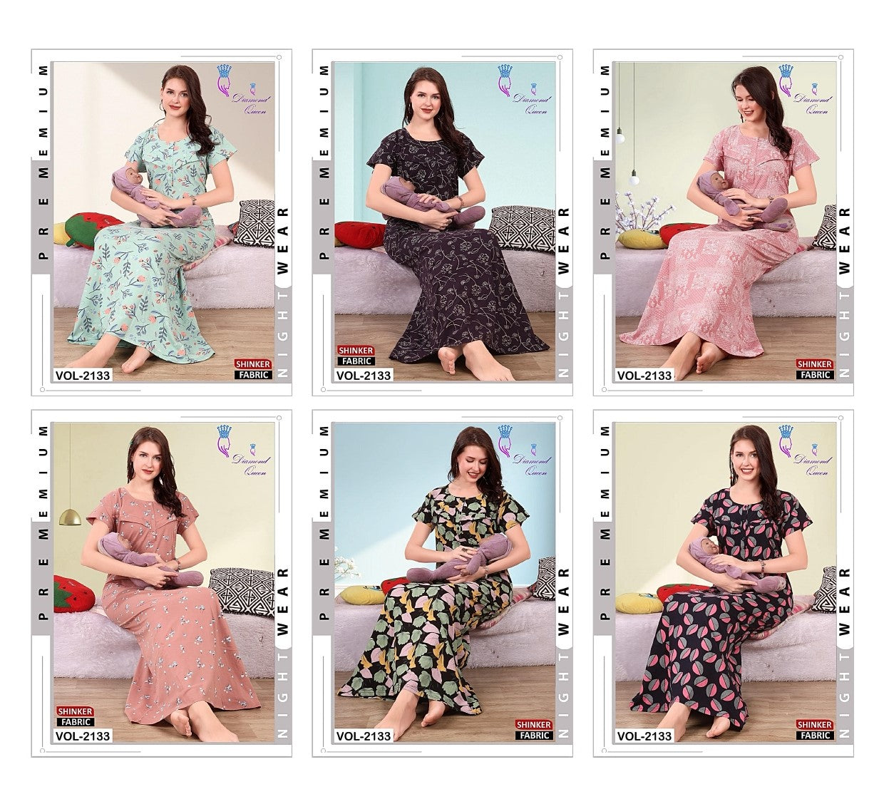 Vol 2133 Diamond Queen Sinker Feeding Night Gown Manufacturer India