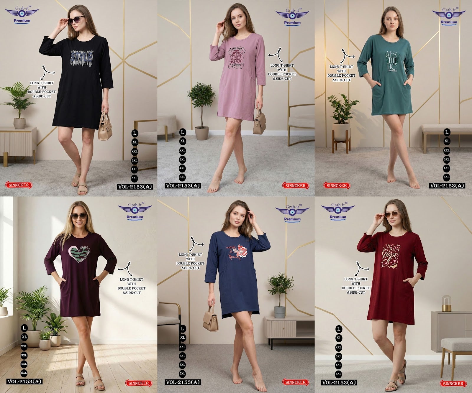 Vol 2153 A Grab It Sinker Women Long Tshirt Wholesale Rate