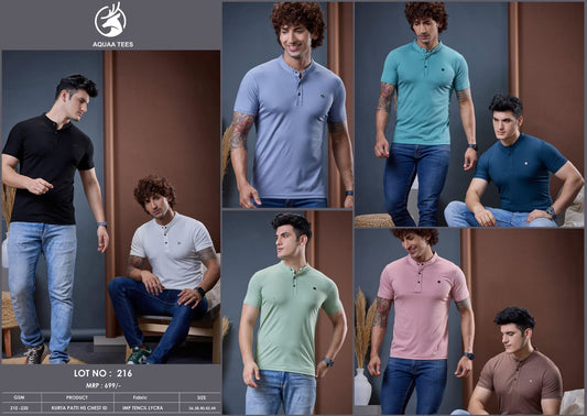 Vol 216 Aquaa Tees Tencil Lycra Mens Tshirts Exporter Gujarat