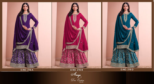 Vol 216 Dani Creation Aanaya Art Silk Sharara Style Suits Manufacturer India