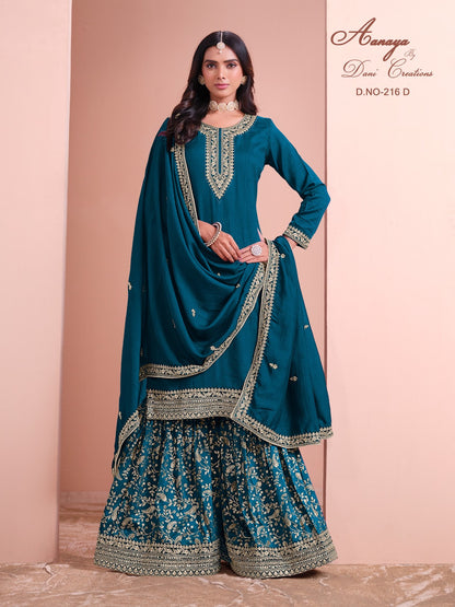 Vol 216 Dani Creation Aanaya Art Silk Sharara Style Suits Manufacturer India