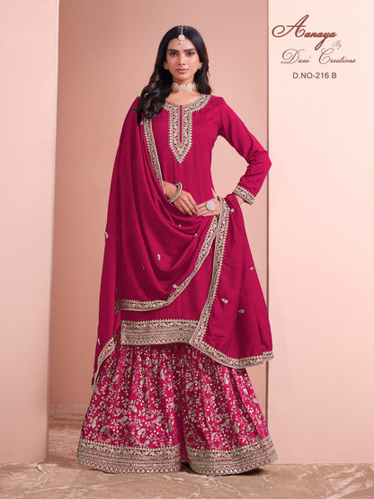 Vol 216 Dani Creation Aanaya Art Silk Sharara Style Suits Manufacturer India
