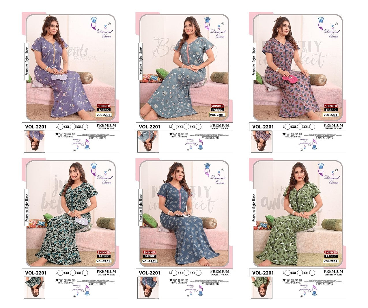 Vol 2201 Diamond Queen Sinker Night Gowns Exporter India