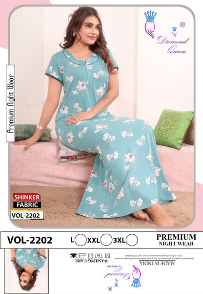 Vol 2202 Diamond Queen Sinker Night Gowns Wholesale Rate
