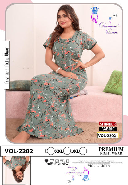 Vol 2202 Diamond Queen Sinker Night Gowns Wholesale Rate