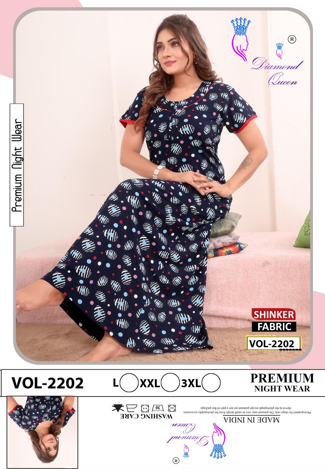 Vol 2202 Diamond Queen Sinker Night Gowns Wholesale Rate
