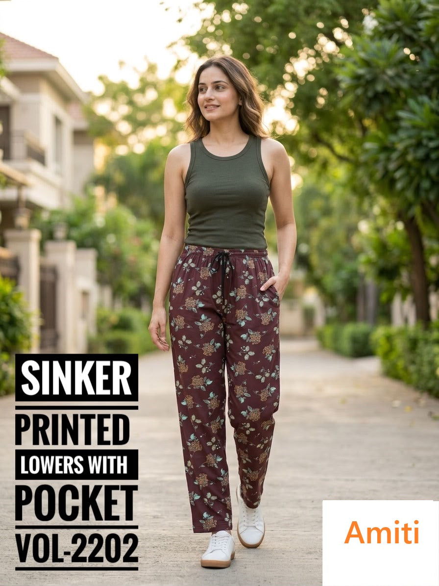 Vol 2202 Hosiery Amiti Sinker Women Night Lower Exporter Ahmedabad