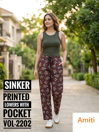 Vol 2202 Hosiery Amiti Sinker Women Night Lower Exporter Ahmedabad