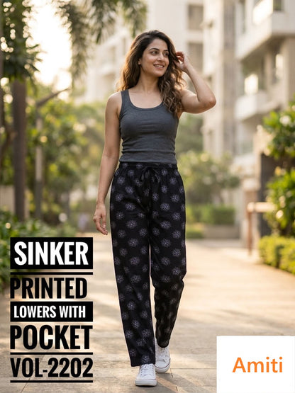 Vol 2202 Hosiery Amiti Sinker Women Night Lower Exporter Ahmedabad