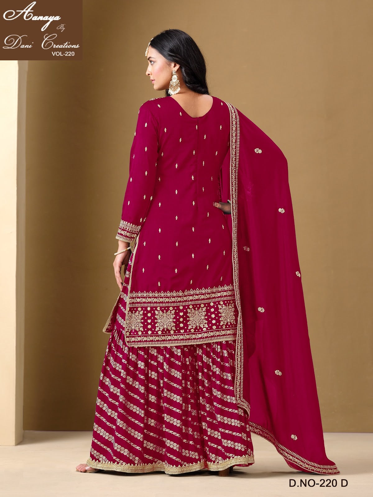 Vol 220 Dani Creations Aanaya Art Silk Readymade Sharara Suits Wholesaler Gujarat