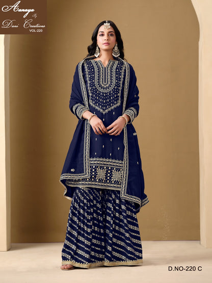 Vol 220 Dani Creations Aanaya Art Silk Readymade Sharara Suits Wholesaler Gujarat