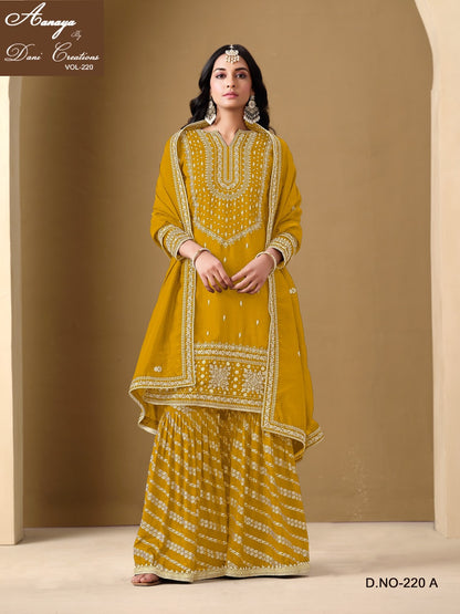 Vol 220 Dani Creations Aanaya Art Silk Readymade Sharara Suits Wholesaler Gujarat