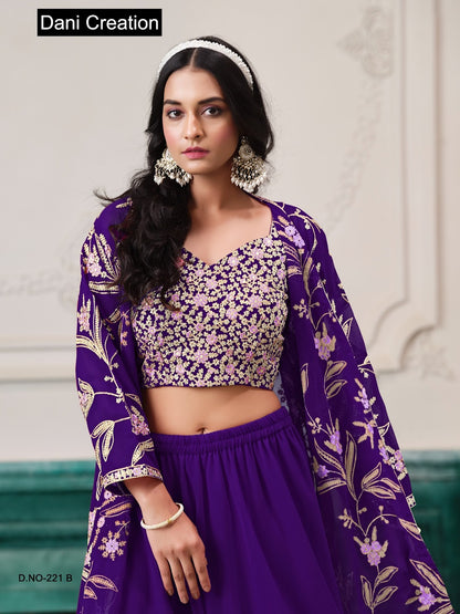 Vol 221 Dani Creations Aanaya Fox Georgette Crop Top Shurg Palazzo Set Manufacturer Ahmedabad