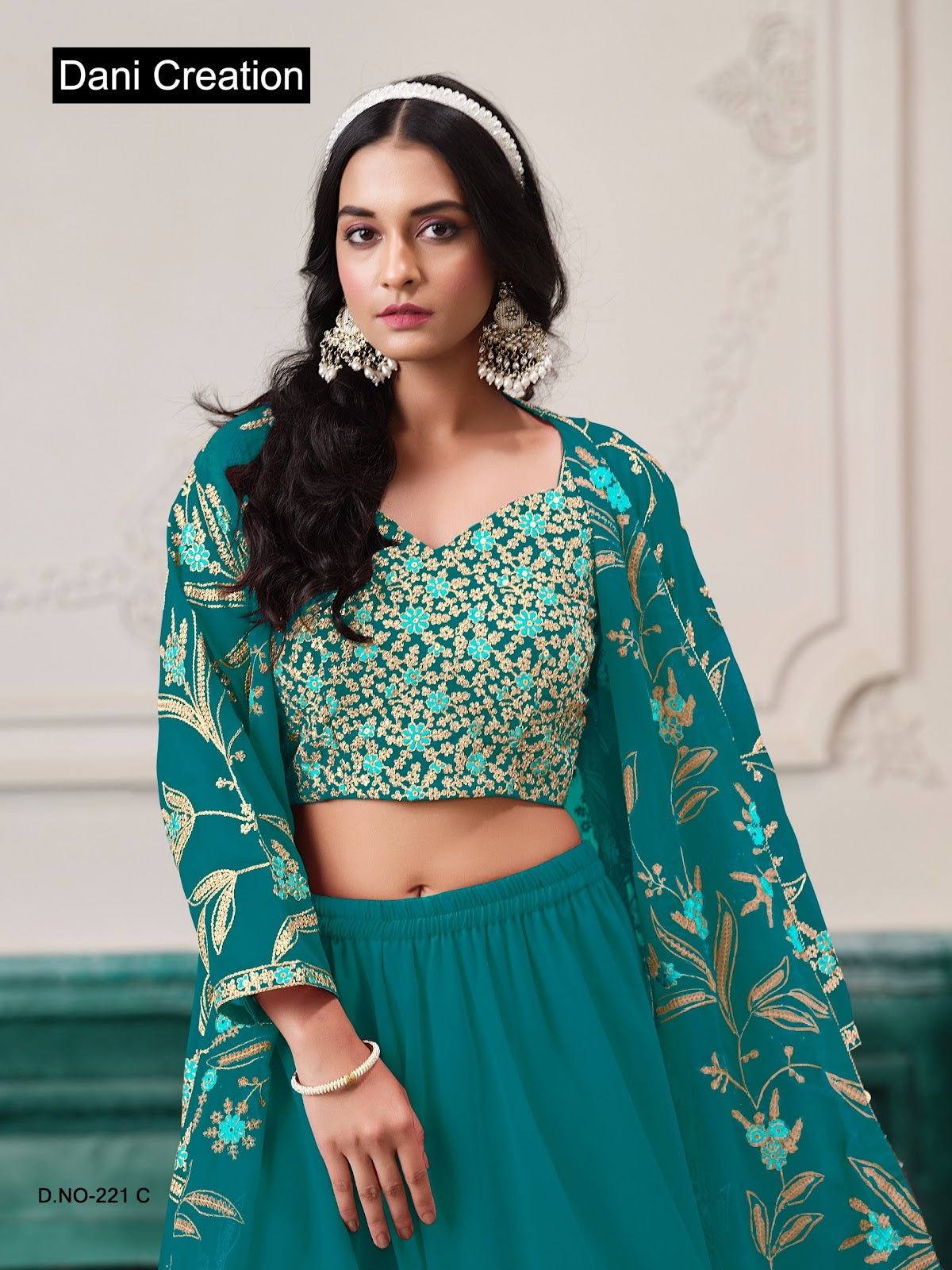 Vol 221 Dani Creations Aanaya Fox Georgette Crop Top Shurg Palazzo Set Manufacturer Ahmedabad