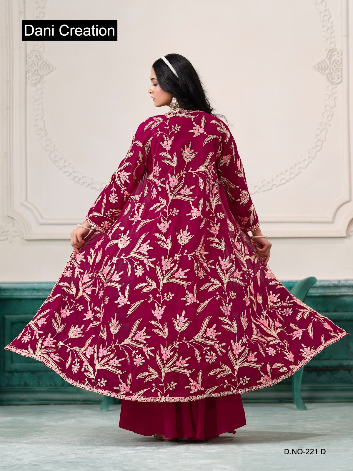 Vol 221 Dani Creations Aanaya Fox Georgette Crop Top Shurg Palazzo Set Manufacturer Ahmedabad
