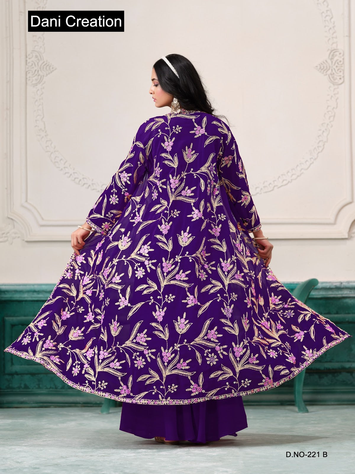 Vol 221 Dani Creations Aanaya Fox Georgette Crop Top Shurg Palazzo Set Manufacturer Ahmedabad