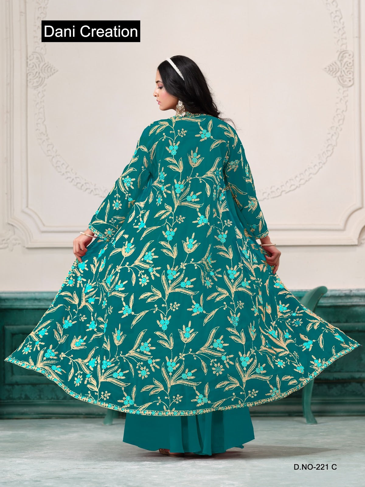 Vol 221 Dani Creations Aanaya Fox Georgette Crop Top Shurg Palazzo Set Manufacturer Ahmedabad