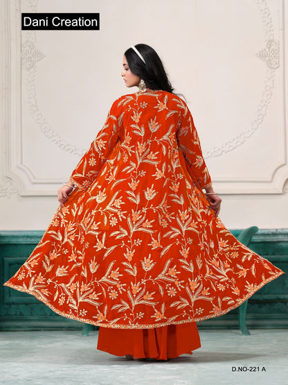 Vol 221 Dani Creations Aanaya Fox Georgette Crop Top Shurg Palazzo Set Manufacturer Ahmedabad