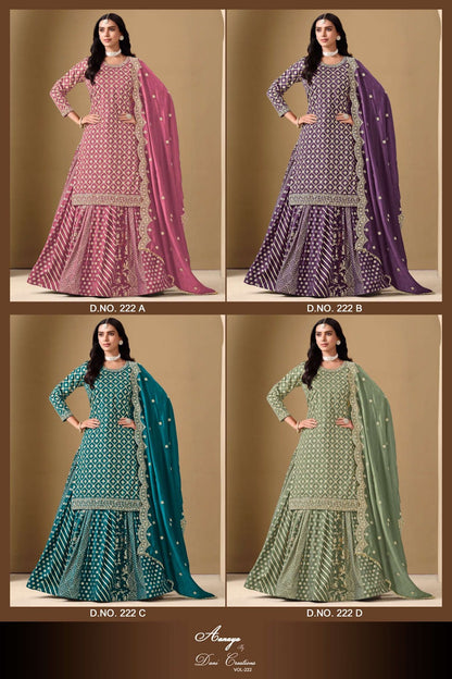 Vol 222 Aanaya Dani Creation Art Silk Readymade Skirt Style Suits Wholesaler Gujarat