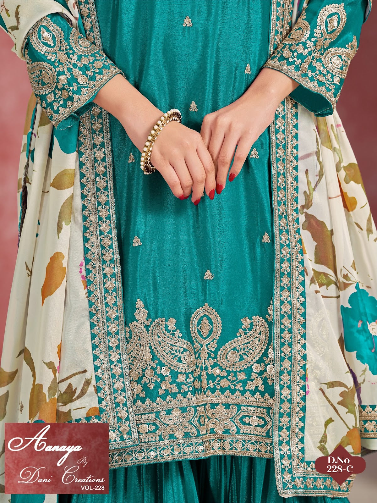 Vol 228 Dani Creations Aanaya Chinon Silk Readymade Sharara Suits Wholesale