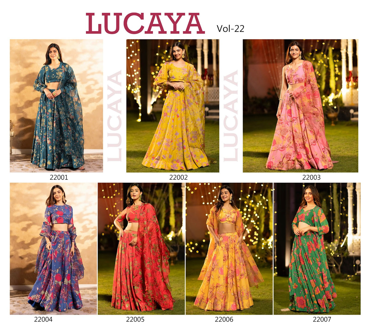 Vol 22 22001-22007 Lucaya Airtex Chinon Readymade Lehenga Choli Wholesale Price