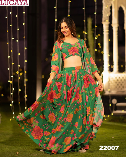 वॉल्यूम 22 22001-22007 लुकाया एयरटेक्स चिनॉन रेडीमेड लहंगा चोली थोक मूल्य