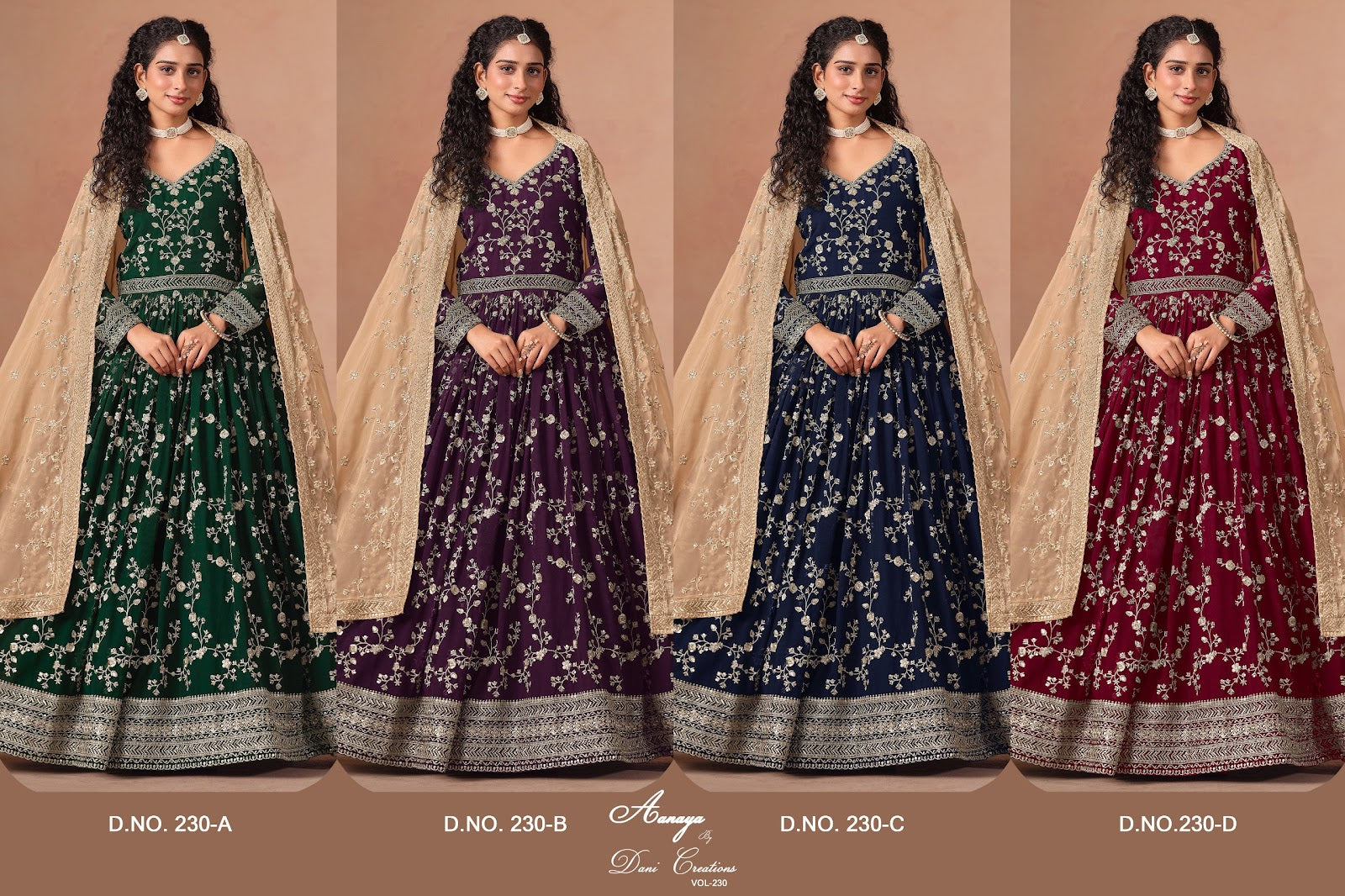 Vol 230 Dani Creation Aanaya Fox Georgette Anarkali Salwar Suits Wholesaler India