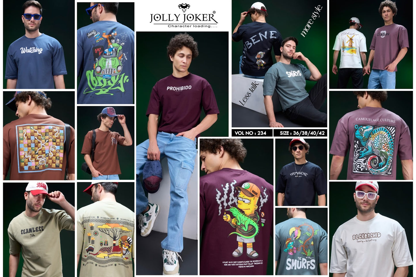 Vol 234 Drop Shoulder Jolly Joker Cotton Looper Mens Tshirts Wholesale Price