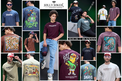 Vol 234 Drop Shoulder Jolly Joker Cotton Looper Mens Tshirts Wholesale Price