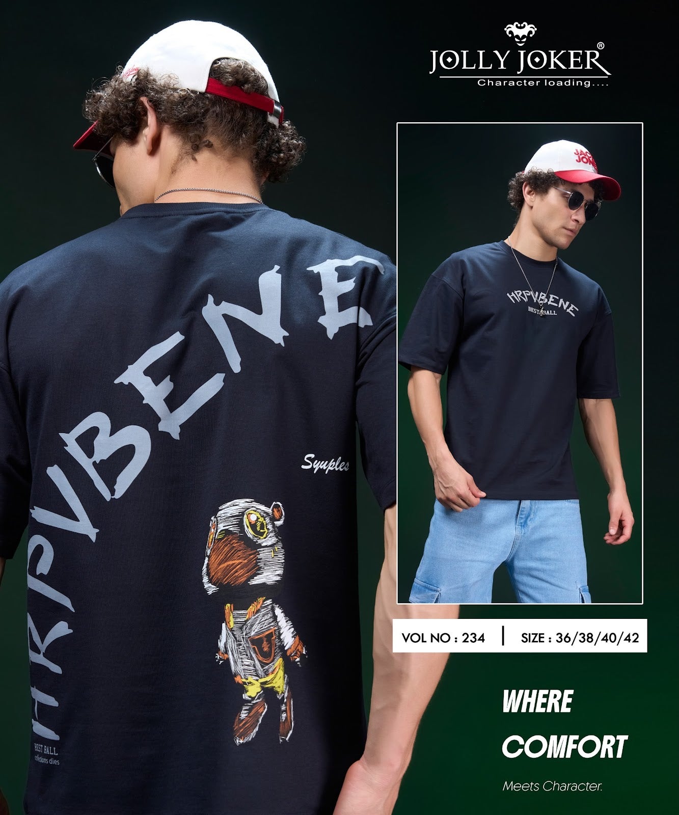 Vol 234 Drop Shoulder Jolly Joker Cotton Looper Mens Tshirts Wholesale Price