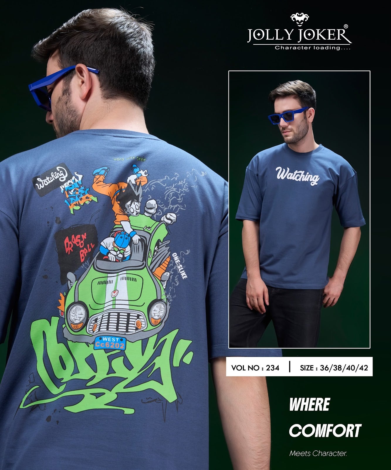 Vol 234 Drop Shoulder Jolly Joker Cotton Looper Mens Tshirts Wholesale Price