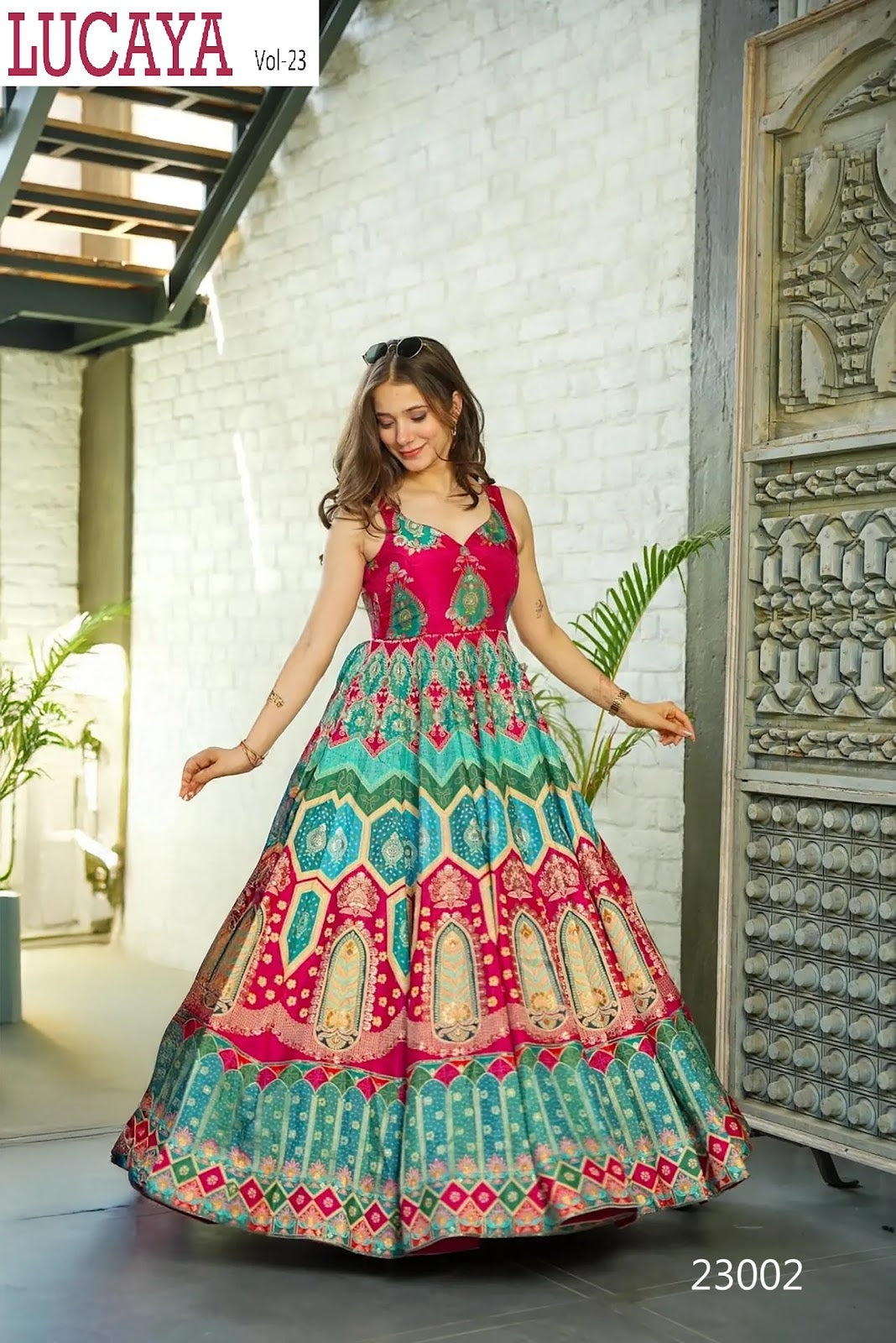 Vol 23 23001-23005 Lucaya Silk Gown Dupatta Set Supplier India
