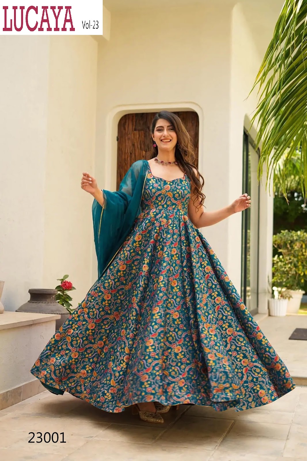 Vol 23 23001-23005 Lucaya Silk Gown Dupatta Set Supplier India