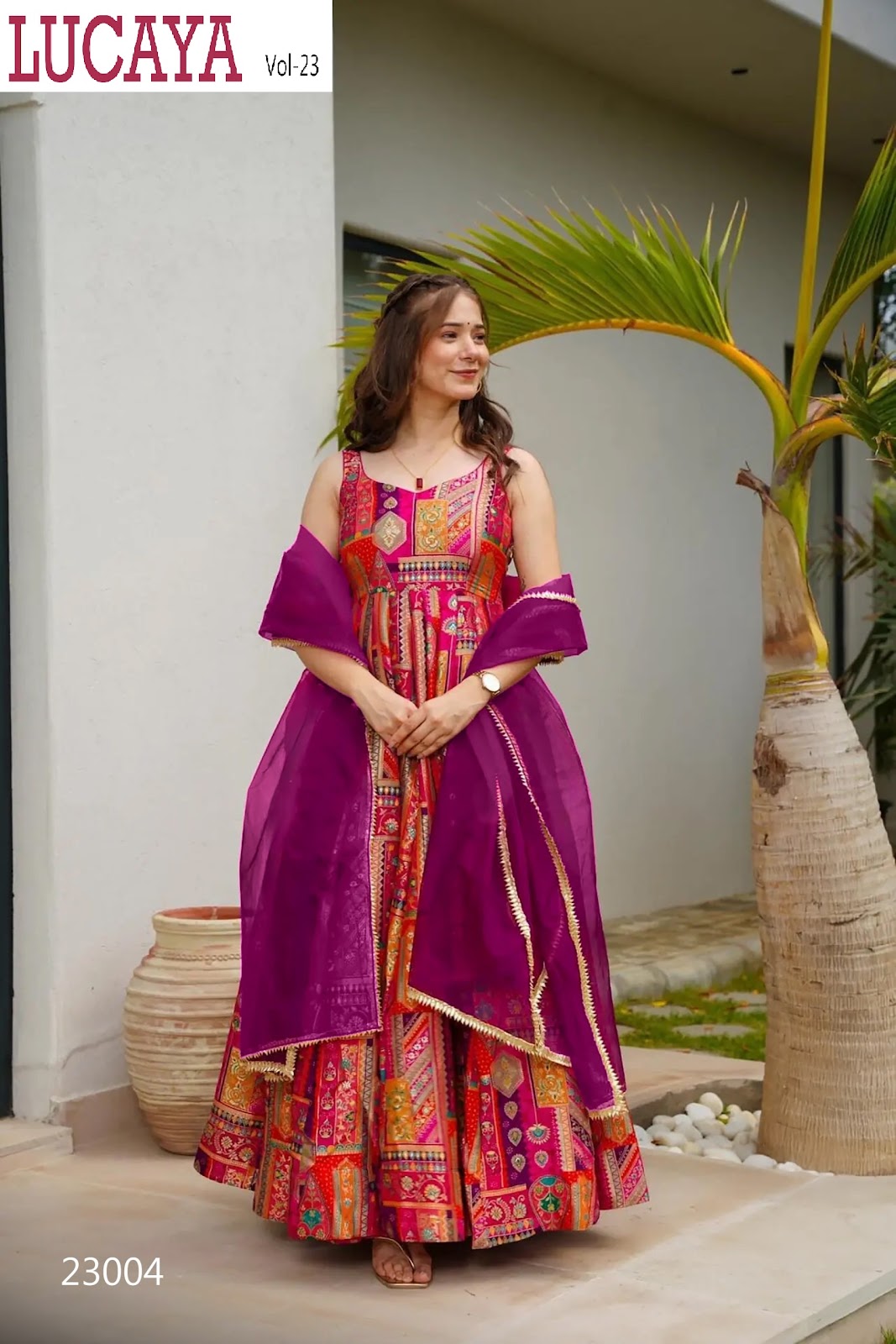 Vol 23 23001-23005 Lucaya Silk Gown Dupatta Set Supplier India