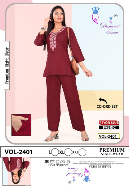 Vol 2401 Diamond Queen Reyon Co Ord Set Wholesale Price