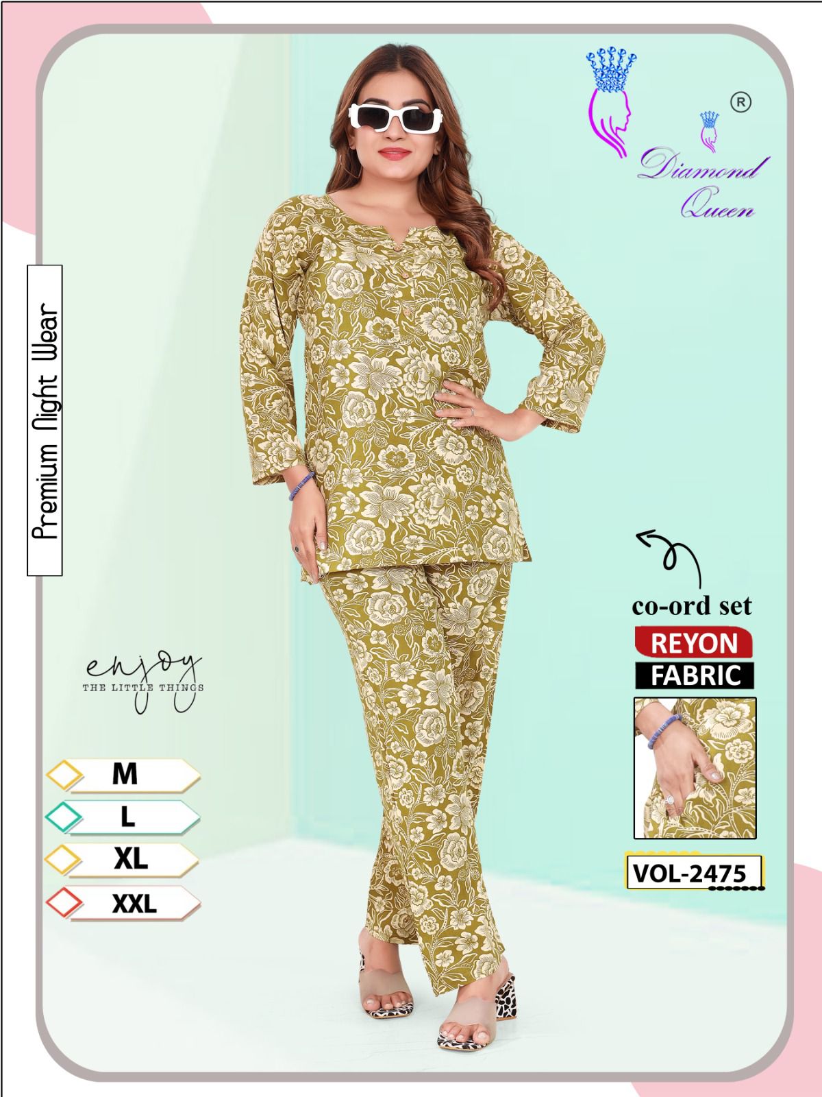 Vol 2475 Diamond Queen Reyon Co Ord Set Supplier
