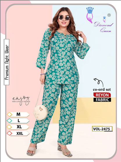Vol 2475 Diamond Queen Reyon Co Ord Set Supplier